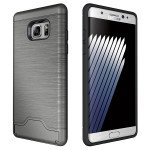 Wholesale Galaxy Note FE / Note Fan Edition / Note 7 Card Holder Hybrid Case (Space Gray)